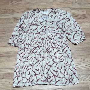 Ba&sh Cream and Red Long Sleeve Dress